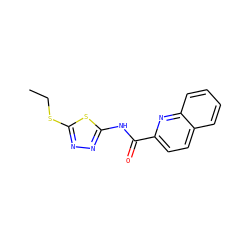 CCSc1nnc(NC(=O)c2ccc3ccccc3n2)s1 ZINC000002658027