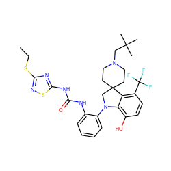 CCSc1nsc(NC(=O)Nc2ccccc2N2CC3(CCN(CC(C)(C)C)CC3)c3c(C(F)(F)F)ccc(O)c32)n1 ZINC001772611055