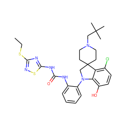 CCSc1nsc(NC(=O)Nc2ccccc2N2CC3(CCN(CC(C)(C)C)CC3)c3c(Cl)ccc(O)c32)n1 ZINC001772586804