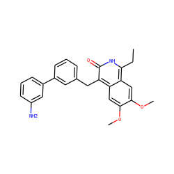 CCc1[nH]c(=O)c(Cc2cccc(-c3cccc(N)c3)c2)c2cc(OC)c(OC)cc12 ZINC000169703353