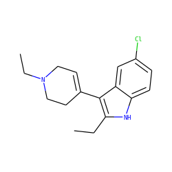 CCc1[nH]c2ccc(Cl)cc2c1C1=CCN(CC)CC1 ZINC000028525006