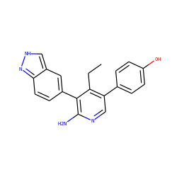 CCc1c(-c2ccc(O)cc2)cnc(N)c1-c1ccc2n[nH]cc2c1 ZINC001772617371