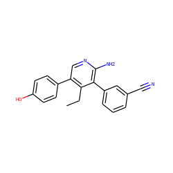 CCc1c(-c2ccc(O)cc2)cnc(N)c1-c1cccc(C#N)c1 ZINC001772630710