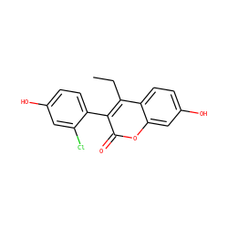 CCc1c(-c2ccc(O)cc2Cl)c(=O)oc2cc(O)ccc12 ZINC001772594314