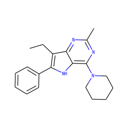 CCc1c(-c2ccccc2)[nH]c2c(N3CCCCC3)nc(C)nc12 ZINC000013835030