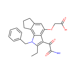 CCc1c(C(=O)C(N)=O)c2c(OCC(=O)O)cc3c(c2n1Cc1ccccc1)CCC3 ZINC000006717802