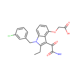 CCc1c(C(=O)C(N)=O)c2c(OCC(=O)O)cccc2n1Cc1cccc(Cl)c1 ZINC000001543782