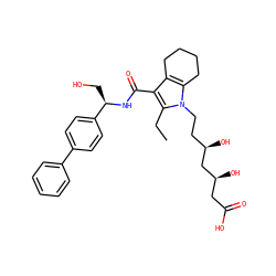 CCc1c(C(=O)N[C@H](CO)c2ccc(-c3ccccc3)cc2)c2c(n1CC[C@@H](O)C[C@@H](O)CC(=O)O)CCCC2 ZINC000049867225