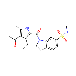 CCc1c(C(=O)N2CCc3ccc(S(=O)(=O)NC)cc32)[nH]c(C)c1C(C)=O ZINC000083817316