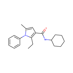 CCc1c(C(=O)NC2CCCCC2)cc(C)n1-c1ccccc1 ZINC001772628195