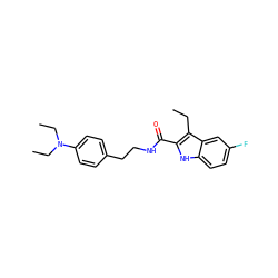 CCc1c(C(=O)NCCc2ccc(N(CC)CC)cc2)[nH]c2ccc(F)cc12 ZINC000299869728