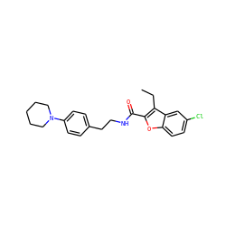 CCc1c(C(=O)NCCc2ccc(N3CCCCC3)cc2)oc2ccc(Cl)cc12 ZINC000096933905