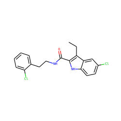 CCc1c(C(=O)NCCc2ccccc2Cl)[nH]c2ccc(Cl)cc12 ZINC000299855678