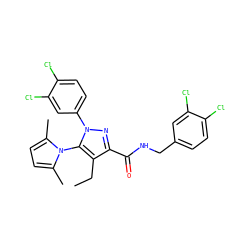 CCc1c(C(=O)NCc2ccc(Cl)c(Cl)c2)nn(-c2ccc(Cl)c(Cl)c2)c1-n1c(C)ccc1C ZINC000073129881