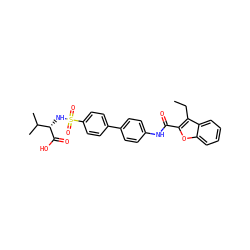 CCc1c(C(=O)Nc2ccc(-c3ccc(S(=O)(=O)N[C@H](C(=O)O)C(C)C)cc3)cc2)oc2ccccc12 ZINC000028528655
