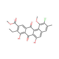 CCc1c(C(=O)OC)cc2c(c1O)C(=O)c1c(O)cc3cc(C)c(Cl)c(OC)c3c1C2=O ZINC000028973487