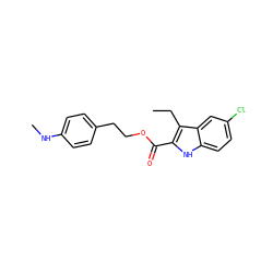 CCc1c(C(=O)OCCc2ccc(NC)cc2)[nH]c2ccc(Cl)cc12 ZINC000473088480