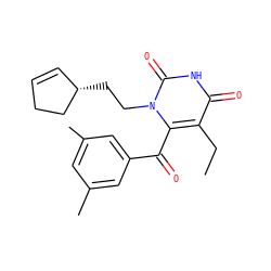 CCc1c(C(=O)c2cc(C)cc(C)c2)n(CC[C@H]2C=CCC2)c(=O)[nH]c1=O ZINC000006425238