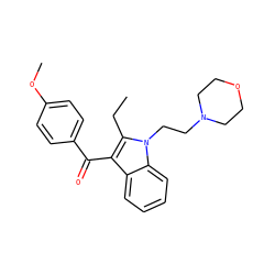 CCc1c(C(=O)c2ccc(OC)cc2)c2ccccc2n1CCN1CCOCC1 ZINC000013742538