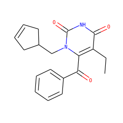 CCc1c(C(=O)c2ccccc2)n(CC2CC=CC2)c(=O)[nH]c1=O ZINC000006425230