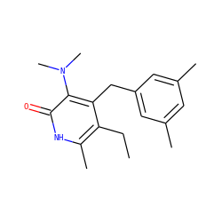 CCc1c(C)[nH]c(=O)c(N(C)C)c1Cc1cc(C)cc(C)c1 ZINC000000024158