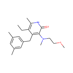 CCc1c(C)[nH]c(=O)c(N(C)CCOC)c1Cc1cc(C)cc(C)c1 ZINC000005886192