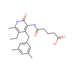 CCc1c(C)[nH]c(=O)c(NC(=O)CCCC(=O)O)c1Cc1cc(C)cc(C)c1 ZINC000029565493