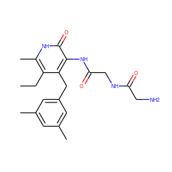CCc1c(C)[nH]c(=O)c(NC(=O)CNC(=O)CN)c1Cc1cc(C)cc(C)c1 ZINC000029567953