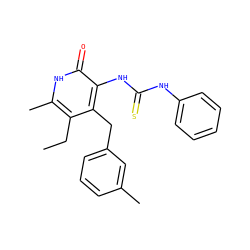 CCc1c(C)[nH]c(=O)c(NC(=S)Nc2ccccc2)c1Cc1cccc(C)c1 ZINC000028107148