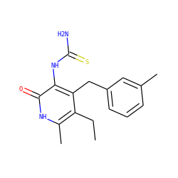 CCc1c(C)[nH]c(=O)c(NC(N)=S)c1Cc1cccc(C)c1 ZINC000028106046