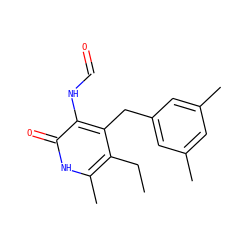 CCc1c(C)[nH]c(=O)c(NC=O)c1Cc1cc(C)cc(C)c1 ZINC000005886238