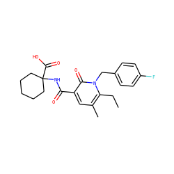 CCc1c(C)cc(C(=O)NC2(C(=O)O)CCCCC2)c(=O)n1Cc1ccc(F)cc1 ZINC000084634040