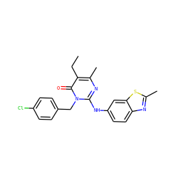 CCc1c(C)nc(Nc2ccc3nc(C)sc3c2)n(Cc2ccc(Cl)cc2)c1=O ZINC000204092931