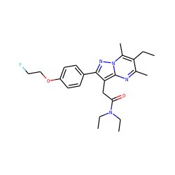 CCc1c(C)nc2c(CC(=O)N(CC)CC)c(-c3ccc(OCCF)cc3)nn2c1C ZINC000095589632