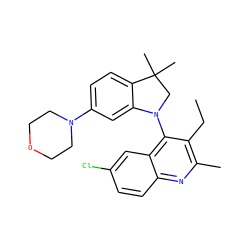 CCc1c(C)nc2ccc(Cl)cc2c1N1CC(C)(C)c2ccc(N3CCOCC3)cc21 ZINC000118096640
