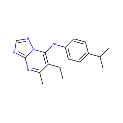 CCc1c(C)nc2ncnn2c1Nc1ccc(C(C)C)cc1 ZINC000015785760