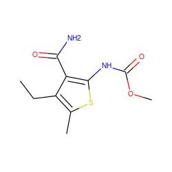 CCc1c(C)sc(NC(=O)OC)c1C(N)=O ZINC000000476960