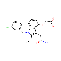 CCc1c(CC(N)=O)c2c(OCC(=O)O)cccc2n1Cc1cccc(Cl)c1 ZINC000013445862