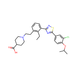 CCc1c(CCN2CCC(C(=O)O)CC2)cccc1-c1nsc(-c2ccc(OC(C)C)c(Cl)c2)n1 ZINC000084672215