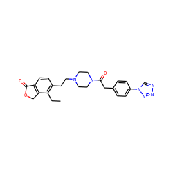 CCc1c(CCN2CCN(C(=O)Cc3ccc(-n4cnnn4)cc3)CC2)ccc2c1COC2=O ZINC000096286294