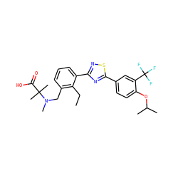CCc1c(CN(C)C(C)(C)C(=O)O)cccc1-c1nsc(-c2ccc(OC(C)C)c(C(F)(F)F)c2)n1 ZINC000084689299