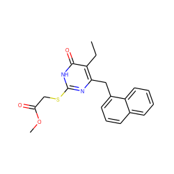 CCc1c(Cc2cccc3ccccc23)nc(SCC(=O)OC)[nH]c1=O ZINC000005886732