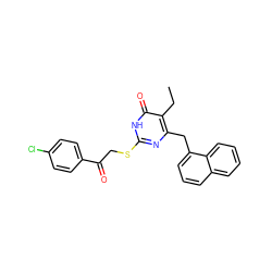 CCc1c(Cc2cccc3ccccc23)nc(SCC(=O)c2ccc(Cl)cc2)[nH]c1=O ZINC000026935971