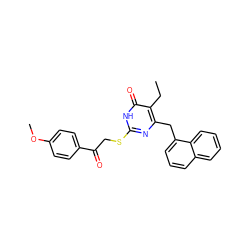 CCc1c(Cc2cccc3ccccc23)nc(SCC(=O)c2ccc(OC)cc2)[nH]c1=O ZINC000026941668