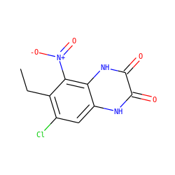 CCc1c(Cl)cc2[nH]c(=O)c(=O)[nH]c2c1[N+](=O)[O-] ZINC000013761199