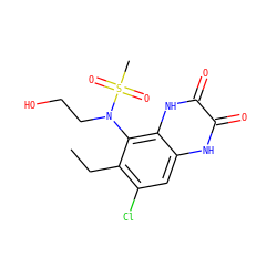 CCc1c(Cl)cc2[nH]c(=O)c(=O)[nH]c2c1N(CCO)S(C)(=O)=O ZINC000028954067