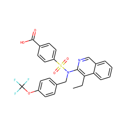 CCc1c(N(Cc2ccc(OC(F)(F)F)cc2)S(=O)(=O)c2ccc(C(=O)O)cc2)ncc2ccccc12 ZINC000261192013