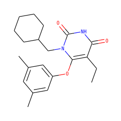 CCc1c(Oc2cc(C)cc(C)c2)n(CC2CCCCC2)c(=O)[nH]c1=O ZINC000043065477
