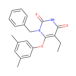 CCc1c(Oc2cc(C)cc(C)c2)n(Cc2ccccc2)c(=O)[nH]c1=O ZINC000006424908