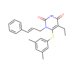 CCc1c(Sc2cc(C)cc(C)c2)n(C/C=C/c2ccccc2)c(=O)[nH]c1=O ZINC000006424909